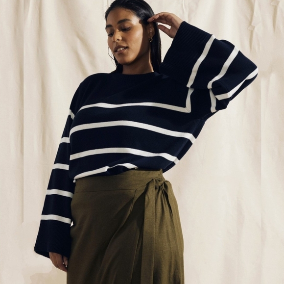Universal Standard Bardot Striped Wide Sleeve Sweater